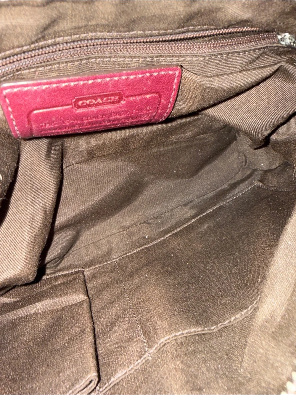 Coach 12328 Beige/Tan Signature Canvas Shoulder Bag with rust Leather Trim - Picture 7 of 9